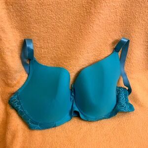 Bra 40D Emily‎ Johnson Teal Lace Trim Padded Underwire Bra 40D Style 6627D
